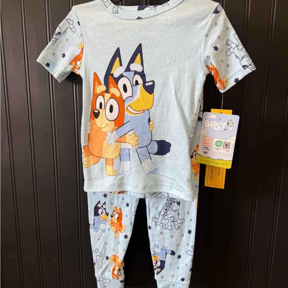 Playful Blue and Orange Pajama Sets with Cartoon Character